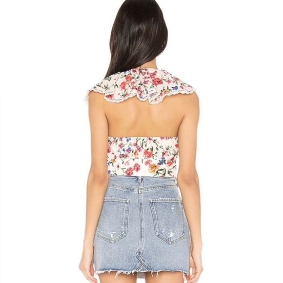 Lovers & Friends NWT Size Medium, Off-White Floral Crop Top, 100% Cotton - Picture 3 of 9